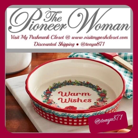 🦋 New Pioneer Woman Warm Wishes 9-Inch Ceramic Pie Plate - Picture 1 of 6